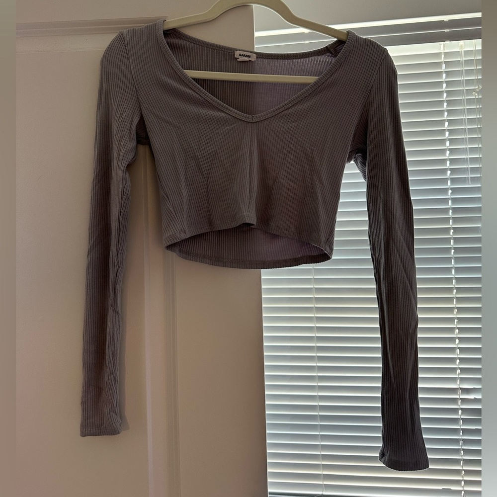 Garage Cropped Ribbed Long Sleeve | Purple